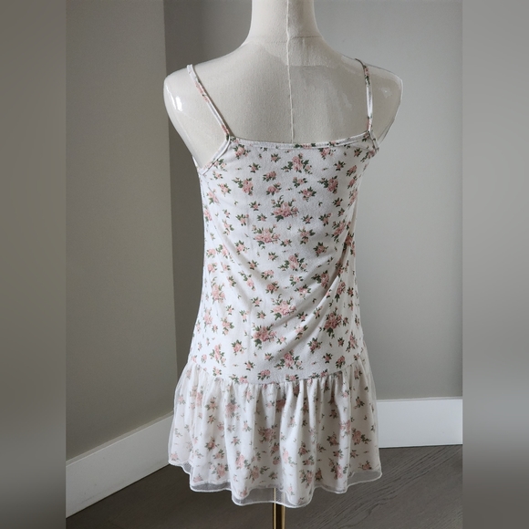 Floral Tank Dress with crochet knit short sleeve button up top - Picture 2 of 4